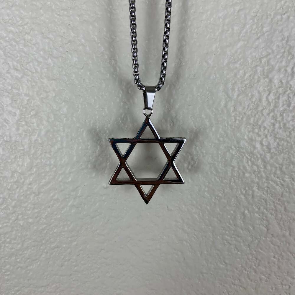 Mens Stainless Steel Star Of David Pendant